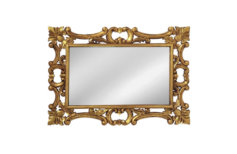 Artekko Mirroki Ξύλινος Χρυσός Σκαλιστός Καθρέπτης Τοίχου (120x80)cm