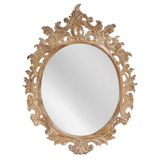 Artekko Mirroki Ξύλινος Oval Καφέ Πατίνα Σκαλιστός Καθρέπτης Τοίχου (110x85)cm - 110cm  x 85cm  x 5cm