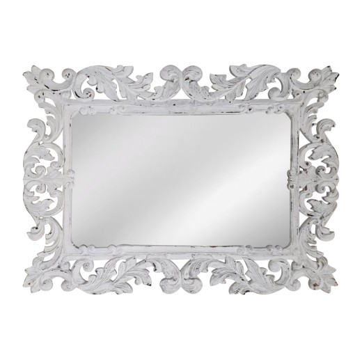 Artekko Mirroki Ξύλινος Λευκός Σκαλιστός Καθρέπτης Τοίχου (120x90)cm - 120cm  x 90cm  x 5cm