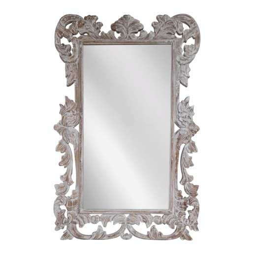 Artekko Mirroki Ξύλινος Λευκός Πατίνα Σκαλιστός Καθρέπτης Τοίχου (150x100)cm - 150cm  x 100cm  x 5cm