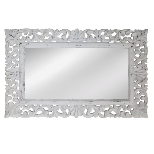 Artekko Mirroki Ξύλινος Λευκός Σκαλιστός Καθρέπτης Τοίχου (140x90)cm - 140cm  x 90cm  x 5cm