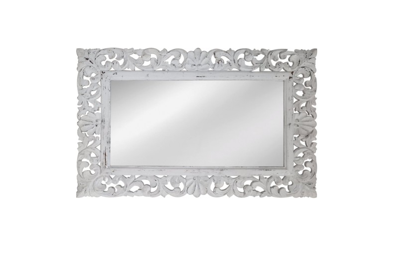Artekko Mirroki Ξύλινος Λευκός Σκαλιστός Καθρέπτης Τοίχου (140x90)cm - 140cm  x 90cm  x 5cm