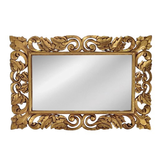 Artekko Mirroki Ξύλινος Χρυσός Πατίνα Σκαλιστός Καθρέπτης Τοίχου (120x90)cm - 120cm  x 90cm  x 5cm