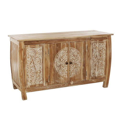 Artekko Magnus Ξύλινος Μασίφ Σκαλιστός Μπουφές σε Φυσική Απόχρωση (140x55x80)cm - 140cm  x 55cm  x 80cm