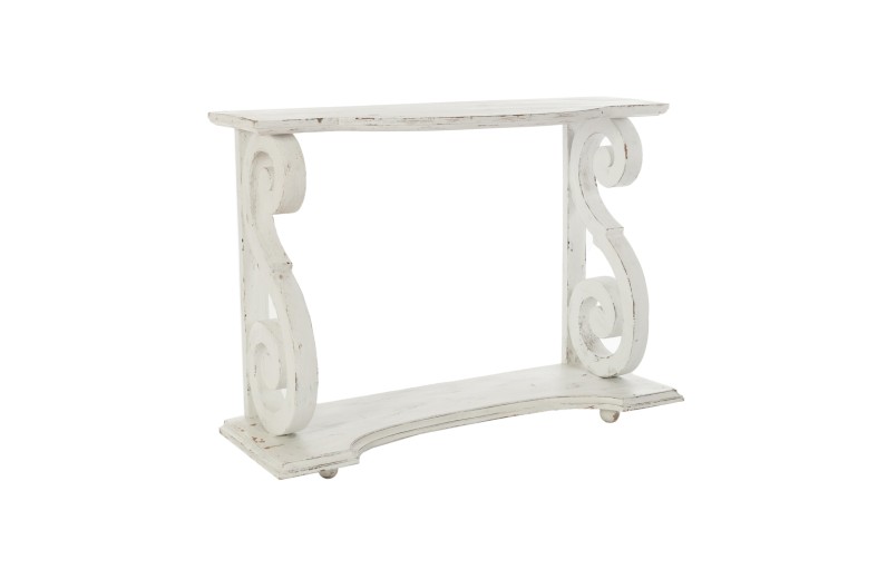 Artekko Magnus Ξύλινη Σκαλιστή Κονσόλα σε Λευκό Χρώμα (120x40x87)cm - 120cm  x 40cm  x 87cm