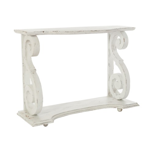 Artekko Magnus Ξύλινη Σκαλιστή Κονσόλα σε Λευκό Χρώμα (120x40x87)cm - 120cm  x 40cm  x 87cm