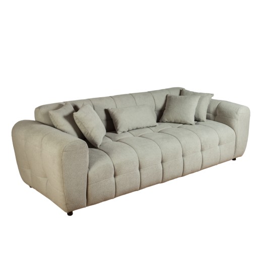 Artekko Sara Ανοιχτό Γκρι Μπουκλέ Τριθέσιος Καναπές (240x100x80)cm - 240cm  x 100cm  x 80cm