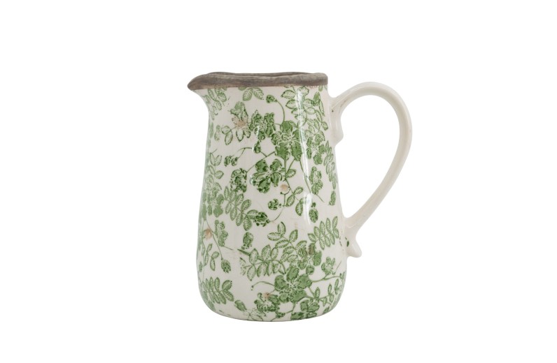 Artekko Aurelion Διακοσμητική Κανάτα Βάζο Κεραμικό Λευκό Πράσινο (16x11.5x18)cm