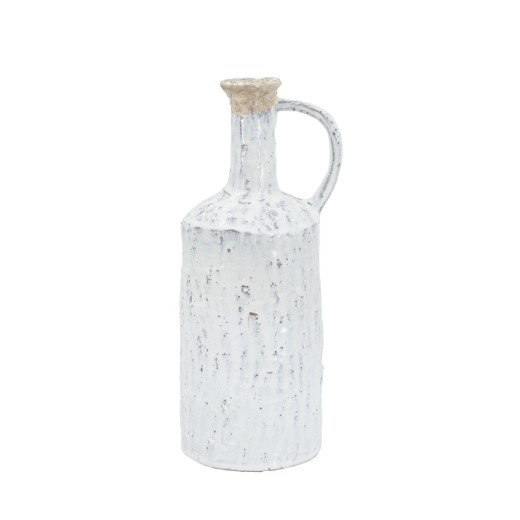 Artekko Bard Διακοσμητικό Βάζο Δοχείο από Τερακότα Λευκό (13.5x12.5x32.5)cm - 13.5cm  x 12.5cm  x 32.5cm