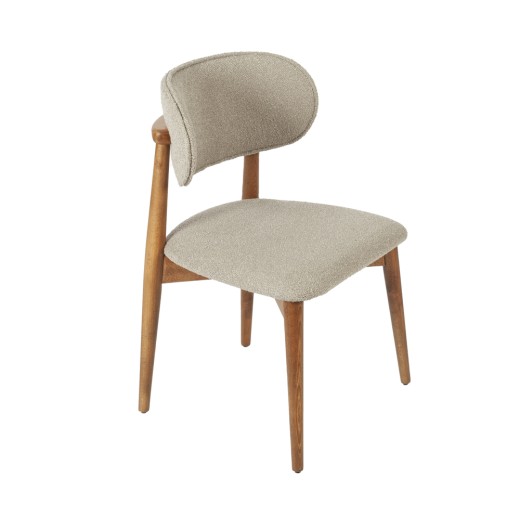 Artekko Bomonti Μπεζ Καρέκλα με Μπουκλέ Ύφασμα (50x50x85)cm - 50cm  x 50cm  x 85cm