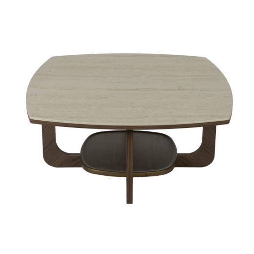 Artekko Stone Καφέ Τραπέζι Σαλονιού MDF με Όψη Πέτρας στην Επιφάνεια (90x90x42)cm - 90cm  x 90cm  x 42cm