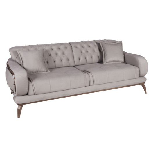 Artekko Antalya Καφέ Τριθέσιος Καναπές Αλκαντάρα (220x100x80)cm Κρεβάτι (180x90x48)cm - 220cm  x 100cm  x 80cm