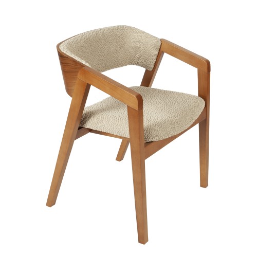 Artekko Acelya Ξύλινη Καρέκλα με Μπεζ Ύφασμα (58x50x77)cm - 58cm  x 50cm  x 77cm