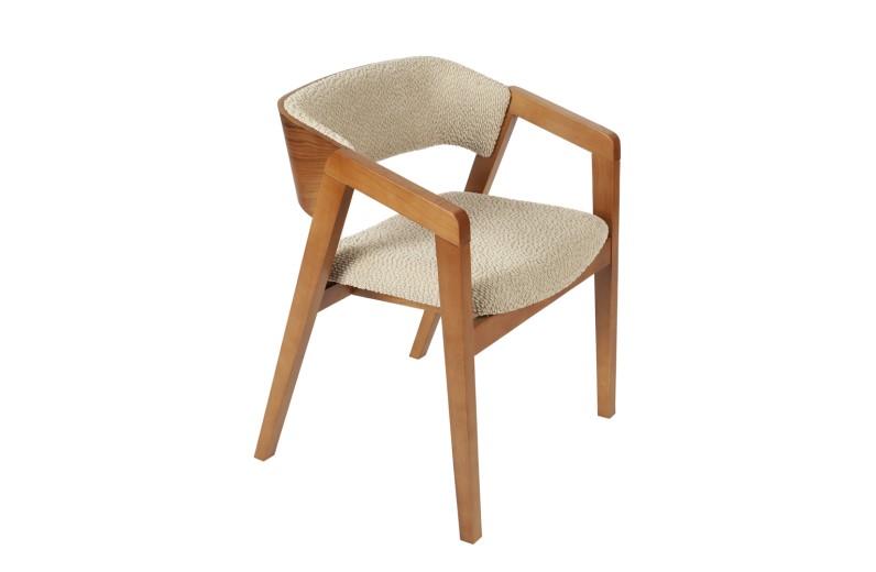 Artekko Acelya Ξύλινη Καρέκλα με Μπεζ Ύφασμα (58x50x77)cm - 58cm  x 50cm  x 77cm