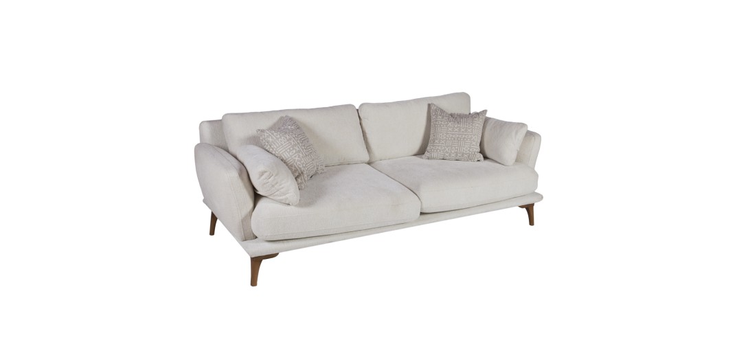 Artekko Ropera Εκρού Τριθέσιος Καναπές με Μπουκλέ Ύφασμα (210x90x70)cm - 210cm  x 90cm  x 70cm