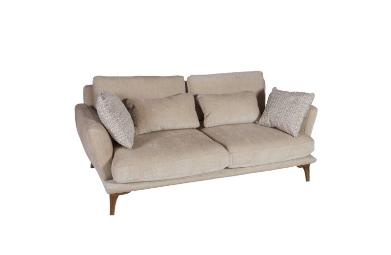 Artekko Ropera Μπεζ Διθέσιος Καναπές με Μπουκλέ Ύφασμα (190x90x70)cm - 190cm  x 90cm  x 70cm