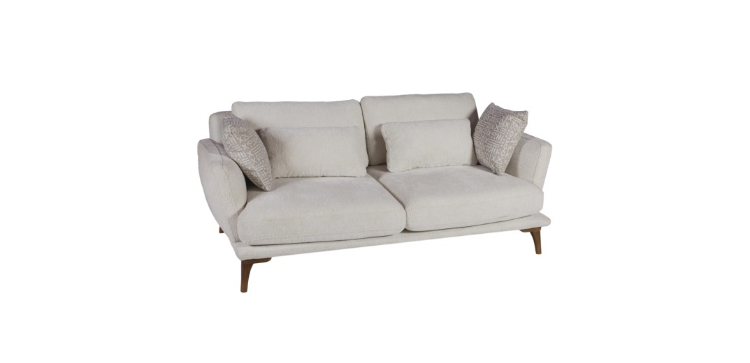 Artekko Ropera Εκρού Διθέσιος Καναπές με Μπουκλέ Ύφασμα (190x90x70)cm - 190cm  x 90cm  x 70cm