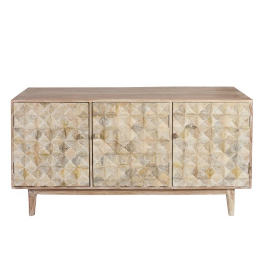 Artekko Attari Μασίφ Ξύλινος Μπουφές σε Λευκή Πατίνα (160x45x80)cm - 160cm  x 45cm  x 80cm