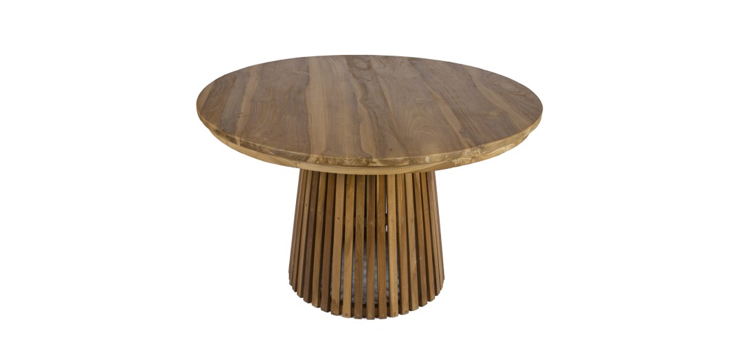 Artekko Munggur Remi Ξύλινο Στρογγυλό Τραπέζι Ροτόντα σε Φυσική Απόχρωση (120x120x75)cm - 120cm  x 120cm  x 78cm