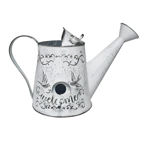 Artekko Birdhouse Μεταλλικό Διακοσμητικό Ποτιστήρι σε Λευκή Πατίνα (36x17x27)cm - 36cm  x 17cm  x 27cm