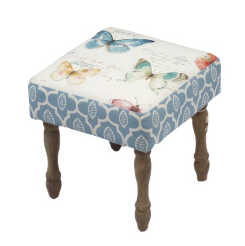 Artekko Stool Πολύχρωμο Υφασμάτινο Σκαμπό με Ξύλινα Πόδια (34x34x34)cm - 34cm  x 34cm  x 34cm