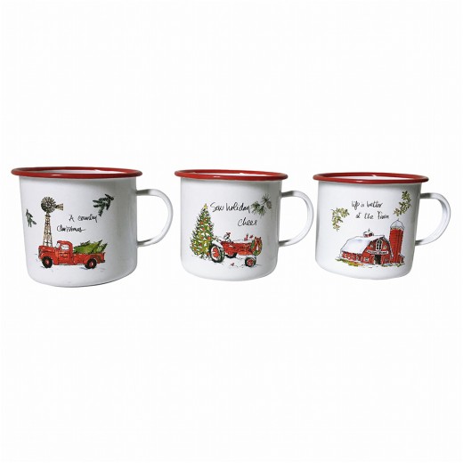 Artekko Xmas Mug Μεταλλικές Χρισουγεννιάτικες Κούπες (14x11x10)cm 3pcs - 14cm  x 11cm  x 10cm