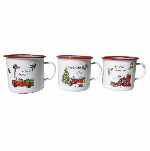 Artekko Xmas Mug Μεταλλικές Χρισουγεννιάτικες Κούπες (14x11x10)cm 3pcs - 14cm  x 11cm  x 10cm