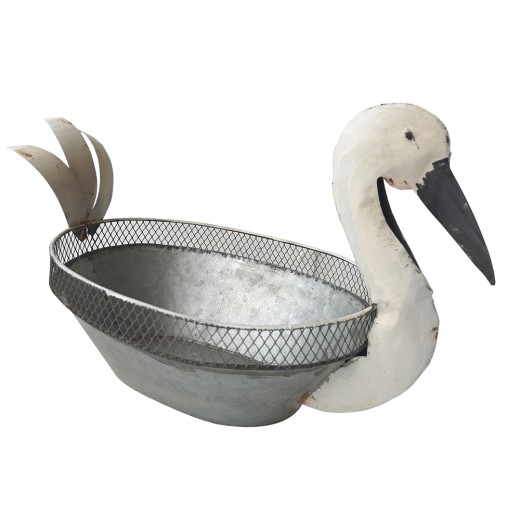 Artekko Planter Λευκό Μεταλλικό Κασπώ σε Σχήμα Πτηνού (43x23x28)cm - 43cm  x 23cm  x 28cm