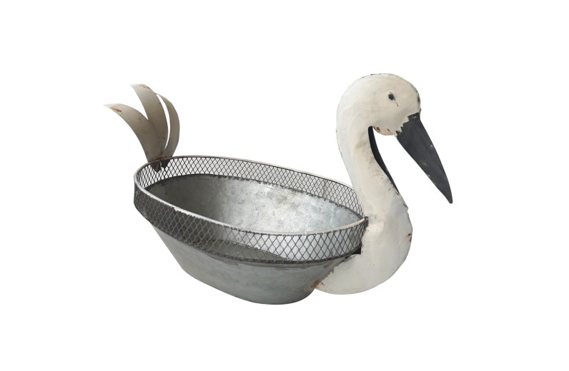 Artekko Planter Λευκό Μεταλλικό Κασπώ σε Σχήμα Πτηνού (43x23x28)cm - 43cm  x 23cm  x 28cm