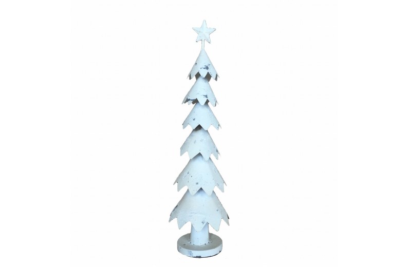 Artekko Xmas Μεταλλικό Διακοσμητικό Δέντρο σε Λευκή Πατίνα (12x12x40)cm - 12cm  x 12cm  x 40cm
