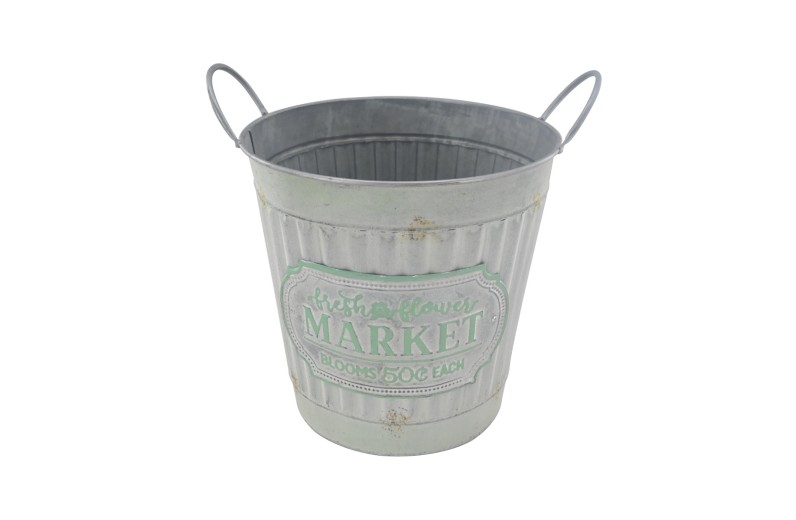 Artekko Bucket Γκρι Μεταλλικό Κουβαδάκι Κασπώ (35x30x36)cm - 35cm  x 30cm  x 36cm