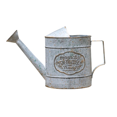 Artekko Watering Can Γκρι Μεταλλικό Διακοσμητικό Ποτιστήρι με Πράσινες Λεπτομέρειες (38x14x26)cm - 38cm  x 14cm  x 23cm