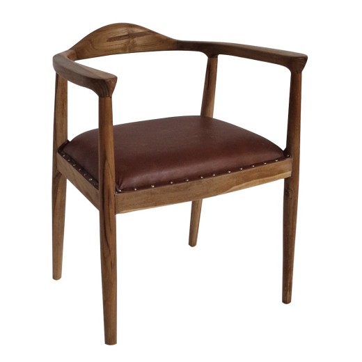 Artekko Munggur Ξύλινη Καρέκλα σε Φυσική Απόχρωση με Τεχνόδερμα (58x50x70)cm - 58cm  x 50cm  x 70cm