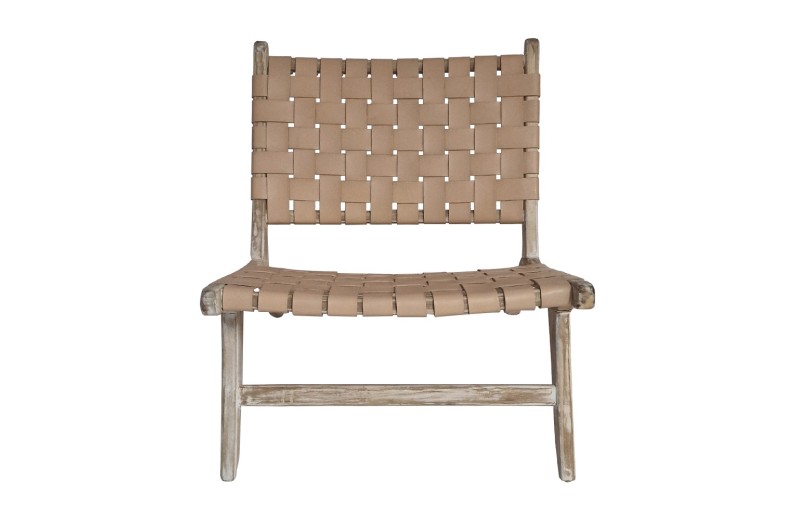 Artekko Lazzy Ξύλινη Καρέκλα σε Φυσική Απόχρωση με Μπεζ Τεχνόδερμα (66x80x73)cm - 66cm  x 80cm  x 73cm