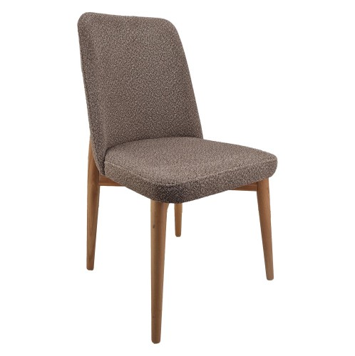 Artekko Oscar Ξύλινη Καρέκλα με Καφέ Μπουκλέ Ύφασμα (48x50x91)cm - 48cm  x 50cm  x 91cm