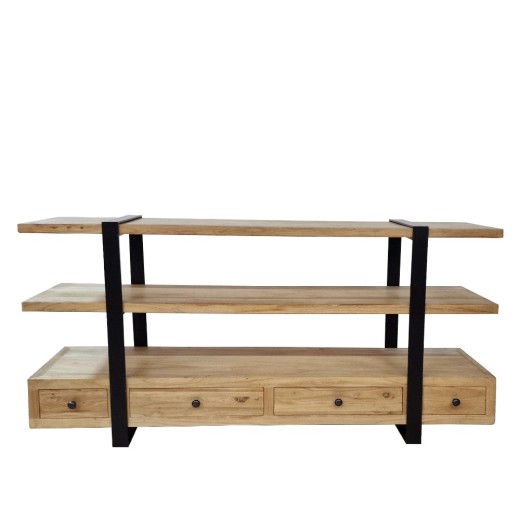 Artekko Deus Μασίφ Ξύλινη Ραφιέρα σε Ανοιχτή Φυσική Απόχρωση (180x45x90)cm - 180cm  x 45cm  x 90cm