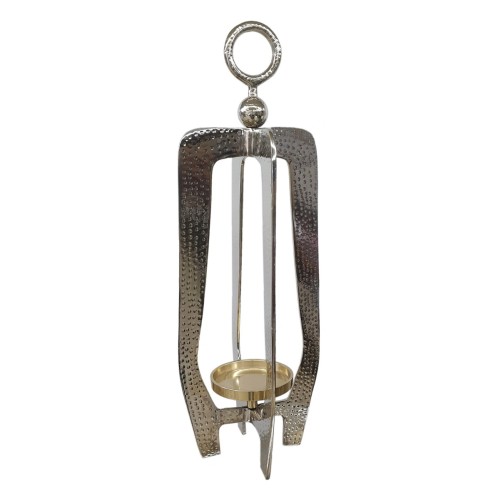 Artekko Lantern Διακοσμητικό Φανάρι Μεταλλικό Ασημί (20.3x20.3x58.4)cm - 20.3cm  x 20.3cm  x 58.4cm