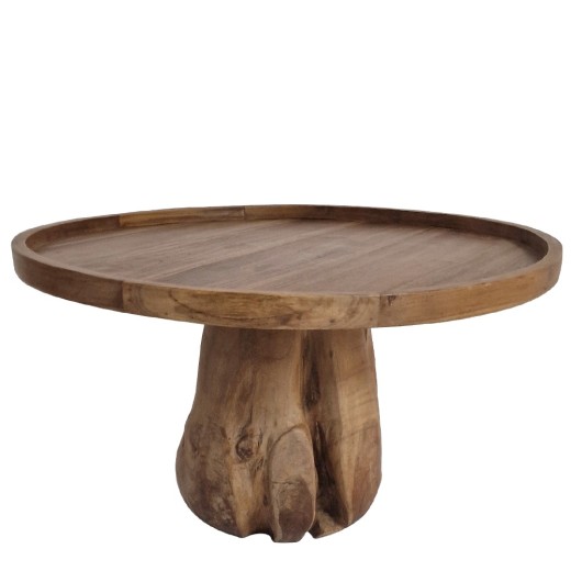 Artekko Munggur Ξύλινο Τραπέζι Σαλονιού σε Φυσική Απόχρωση (Φ80x45)cm - 80cm  x 80cm  x 45cm