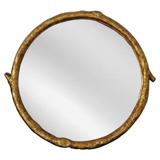 Artekko Dia Χρυσός Ξύλινος Στρογγυλός Καθρέπτης Τοίχου (88x4x80)cm - 88cm  x 4cm  x 80cm