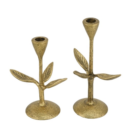 Artekko Holder Κηροπήγιο Μεταλλικό Χρυσό (15x10x18)cm (15x10x23)cm Σετ/2 - 15cm  x 10cm  x 23cm