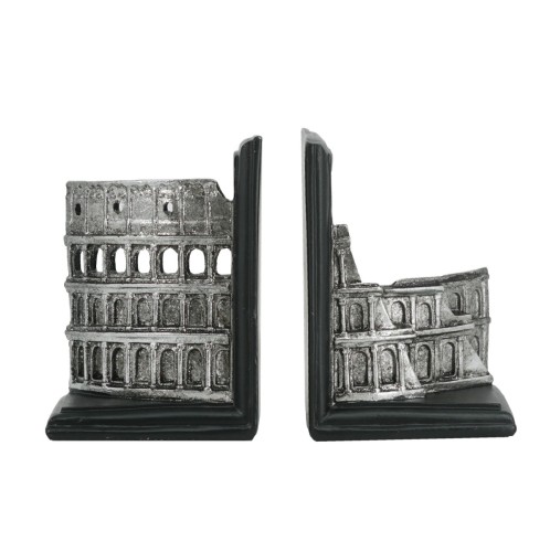Artekko Bookends Ασημί Βιβλιοστάτες Κολοσσαίου από Ρητίνη (11.5x9x16.5)cm 2pcs - 11.5cm  x 9cm  x 16.5cm