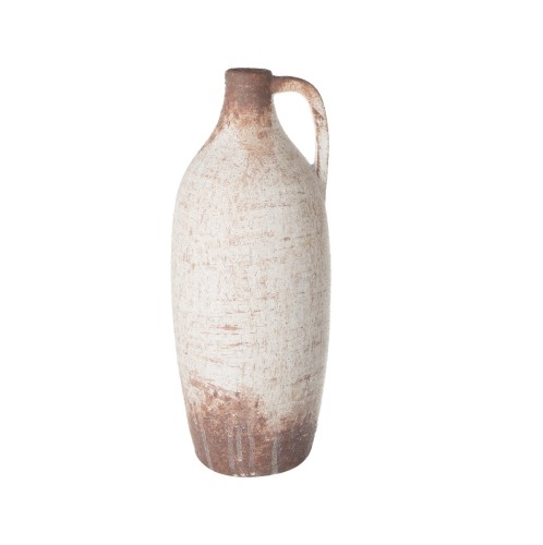 Artekko Antique Λευκό Κεραμικό Βάζο με Καφέ Λεπτομέρειες (12.5x12.5x30.5)cm - 12.5cm  x 12.5cm  x 30.5cm