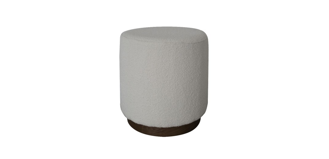 Artekko Cloud Λευκό Υφασμάτινο Μπουκλέ Σκαμπό (Φ41x44)cm - 41cm  x 41cm  x 44cm