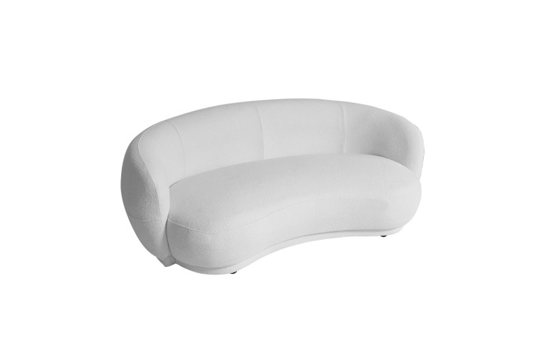 Artekko Cloud Λευκός Υφασμάτινος Μπουκλέ Τριθέσιος Καναπές (191x93x73)cm - 191cm  x 93cm  x 73cm