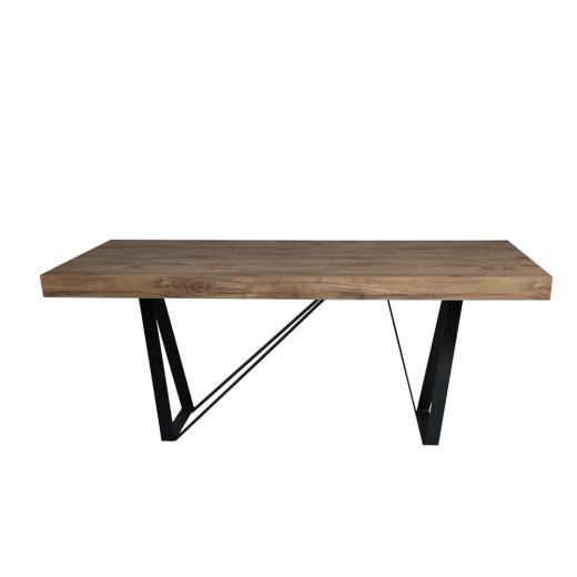 Artekko Julian Καφέ Τραπεζι MDF με Μαύρα Μεταλλικά Πόδια (180x90x73)cm - 180cm  x 90cm  x 73cm