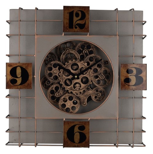Artekko Clock Μεταλλικό Μπρονζέ Ρολόι Τοίχου με Γρανάζια (49x10x49)cm - 49cm  x 10cm  x 49cm