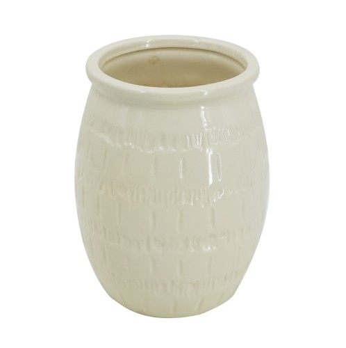 Artekko Silk Μπεζ Διακοσμητικό Κεραμικό Βάζο (18x18x23)cm - 18cm  x 18cm  x 23cm