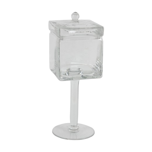 Artekko Glassy Γυάλινο Διάφανο Δοχείο με Καπάκι (12x12x35)cm - 12cm  x 12cm  x 35cm