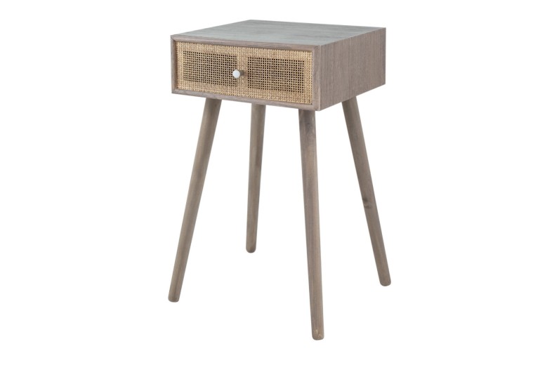Artekko Cons Καφέ MDF Κονσόλα με Ψάθα (40x37x70)cm - 40cm  x 37cm  x 70cm