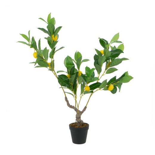Artekko Lemon Tree Πράσινο Τεχνητό Δέντρο Λεμονιάς σε Μαύρη Γλάστρα (30x30x80)cm - 30cm  x 30cm  x 80cm